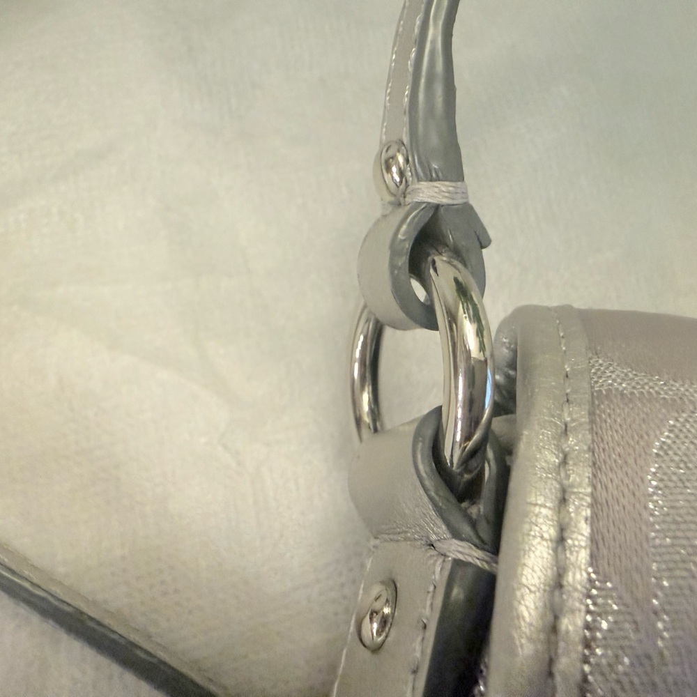 Coach Signature C Silver Metallic Crossbody Bag - Picture 5 of 16